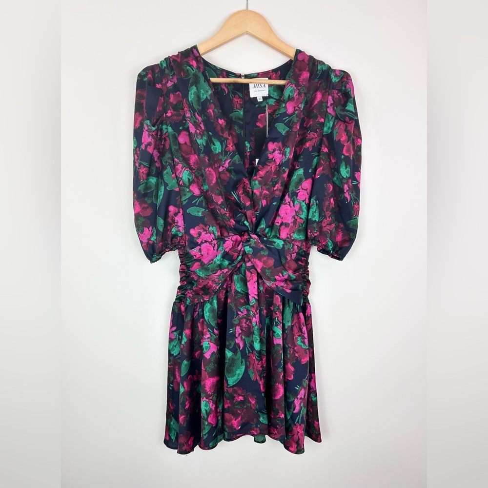 MISA Narcissa Dress Navy Floral Print Mini NEW Size‎ XS
